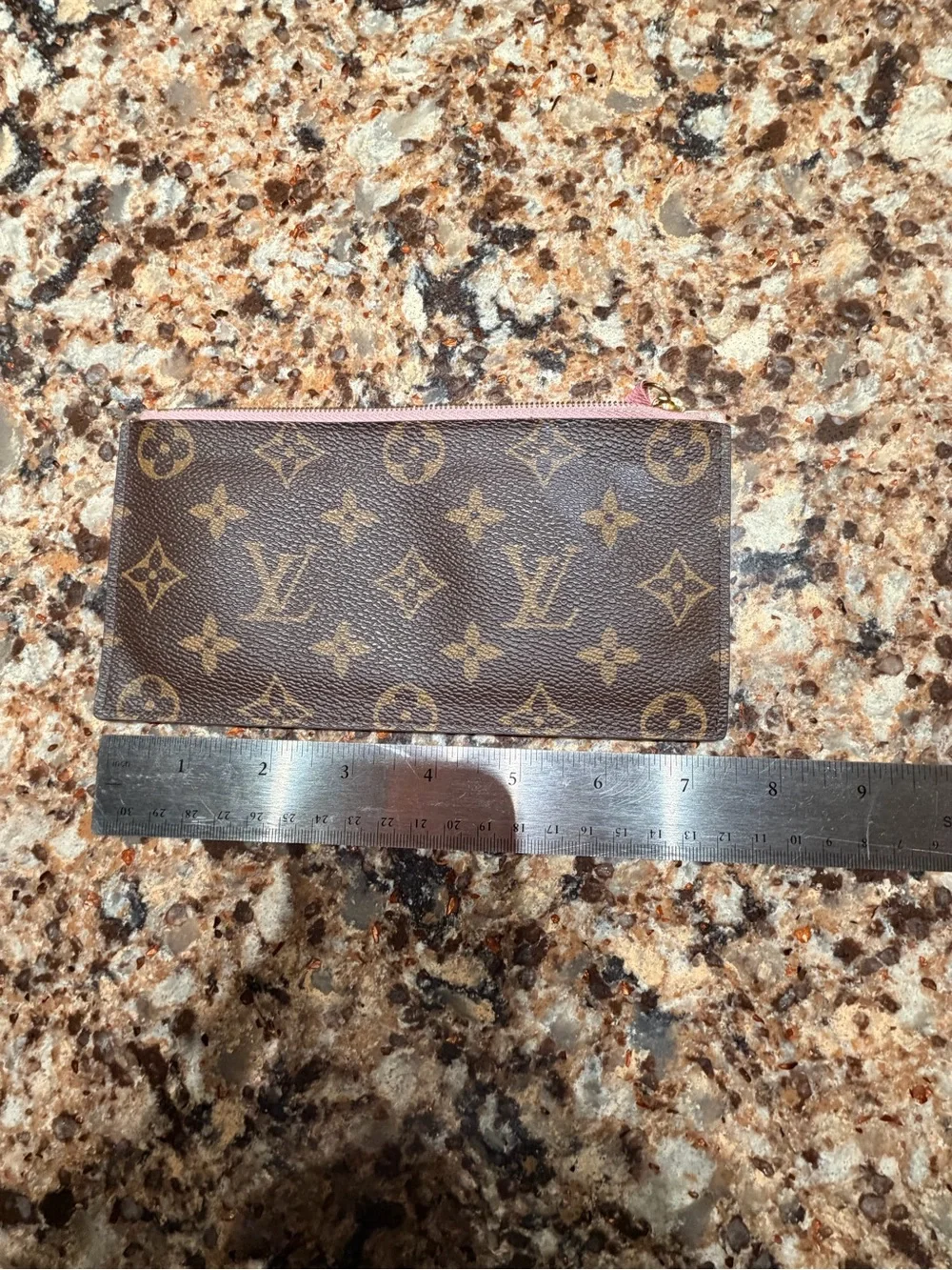 Louis Vuitton Monogram Canvas Zip Pouch with Pink Trim
